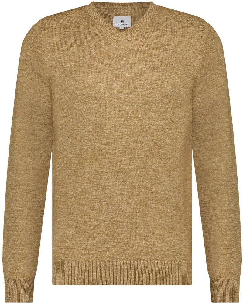 State Of Art Pullover mit V-Ausschnitt Beige Melange - Größe XL von State of Art