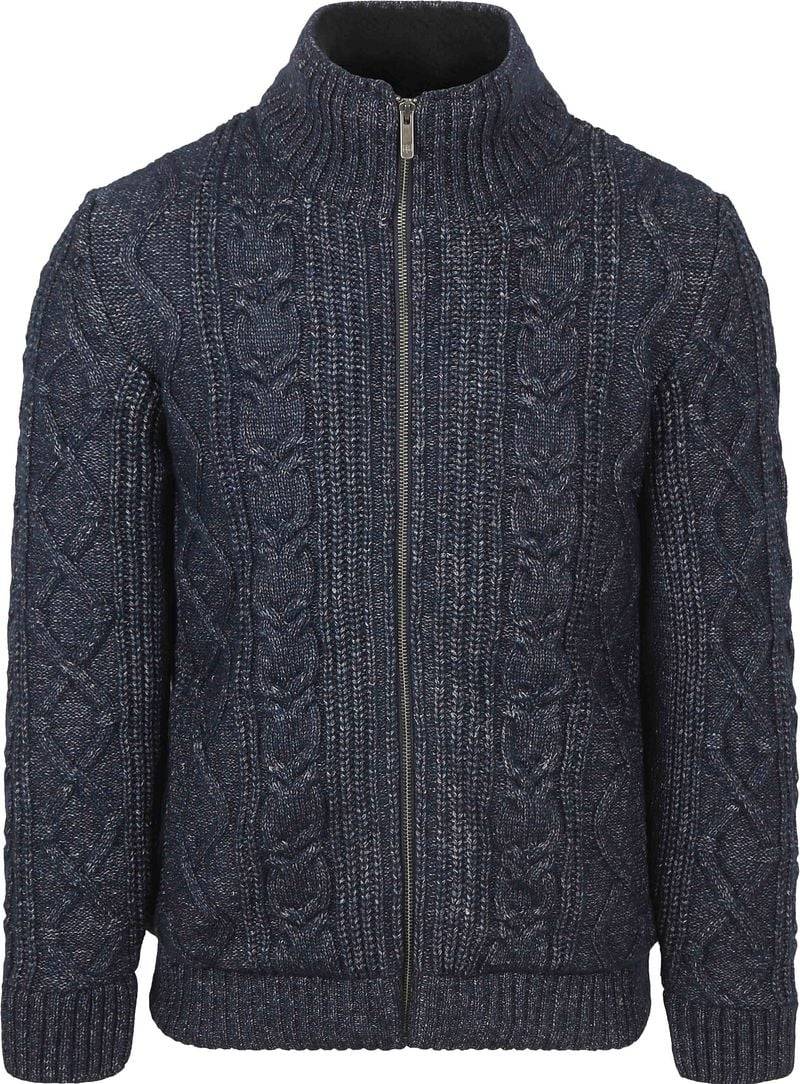 State Of Art Strickjacke Cable Zip Melange Navy - Größe XL von State of Art