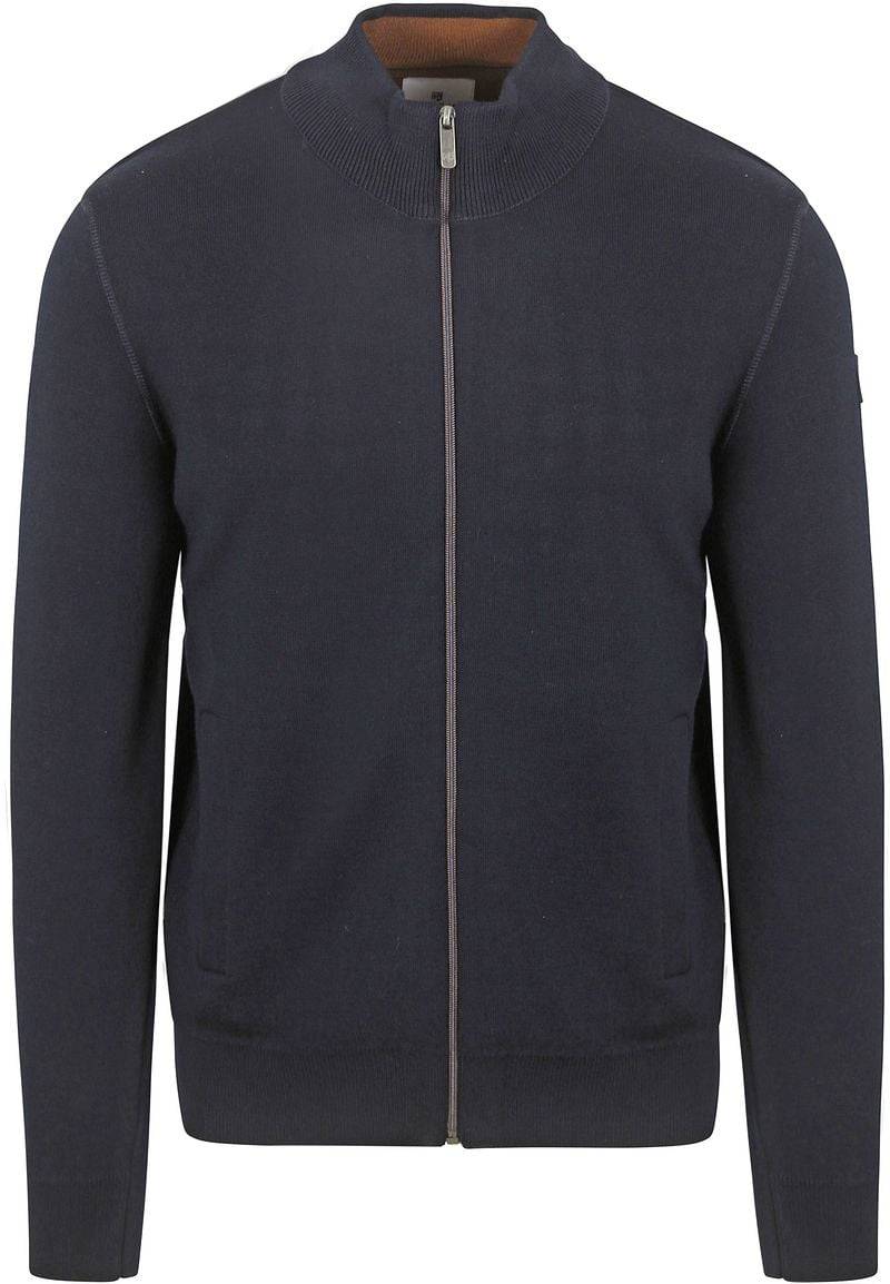 State Of Art Strickjacke Fine Contrast Wool Blend Navy - Größe XXL von State of Art