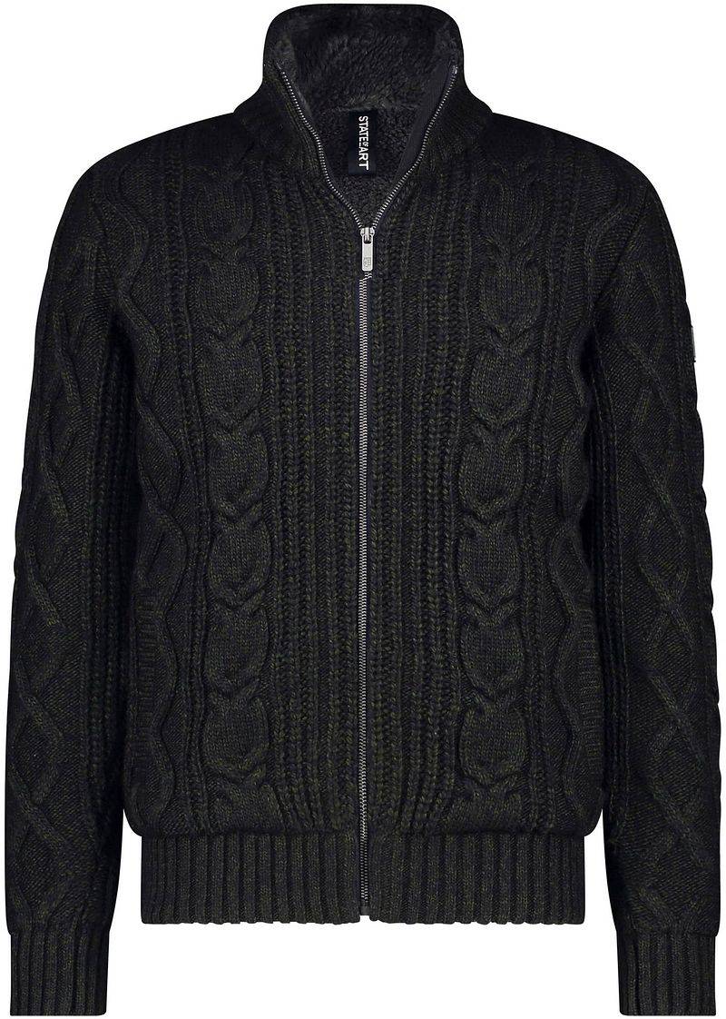 State Of Art Strickjacke Heavy Cable Wool Mix Dunkelgrün - Größe 3XL von State of Art