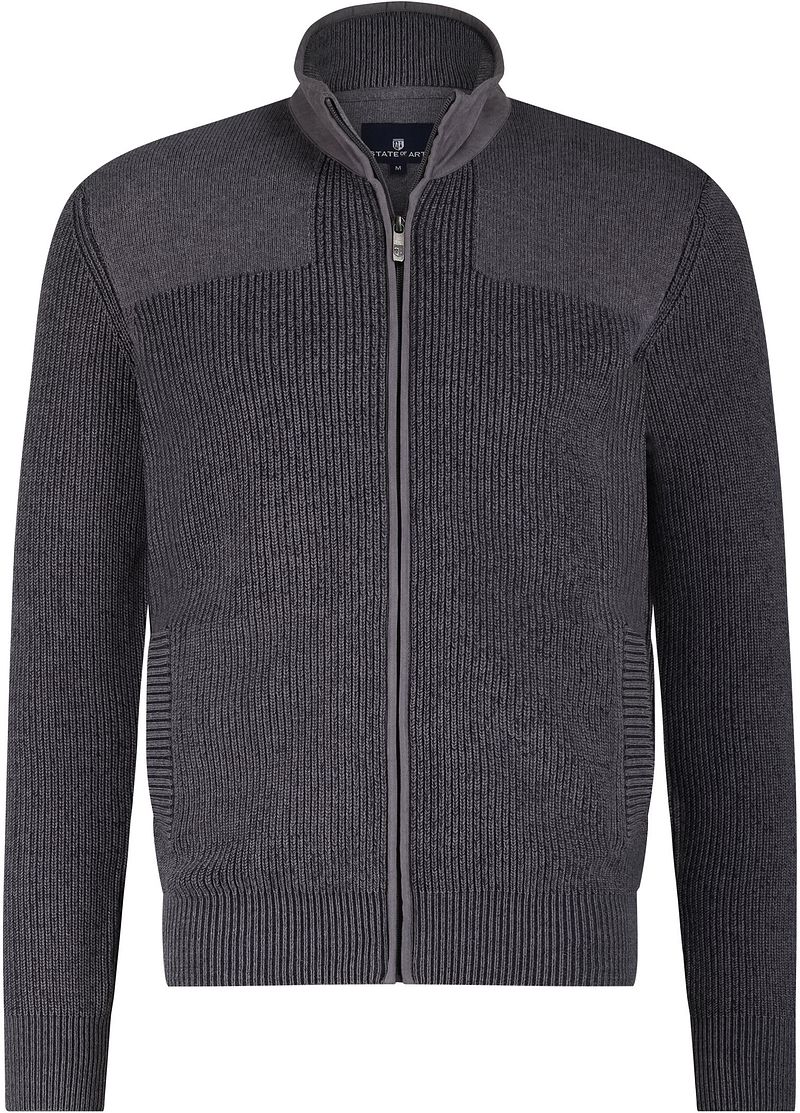 State Of Art Strickjacke Structure Contrast Anthrazit - Größe M von State of Art