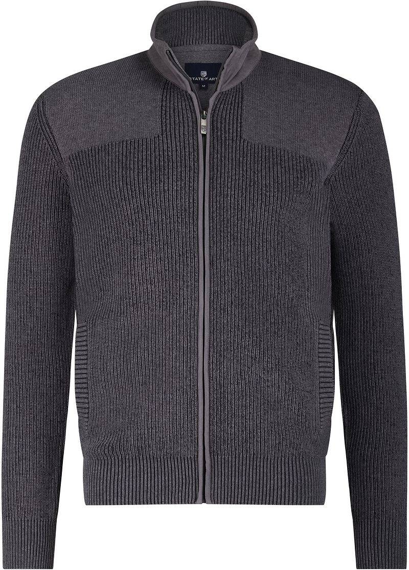 State Of Art Strickjacke Structure Contrast Anthrazit - Größe XL von State of Art