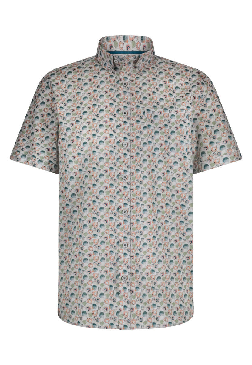 State of Art - Baumwollhemd mit Muster beige/blau/grün - Gr. - S von State of Art