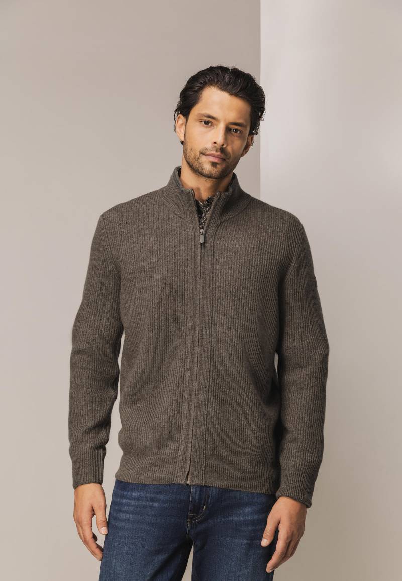 State of Art - Cardigan aus einem Lammwolle-Mix braun uni - Gr. - 3XL von State of Art