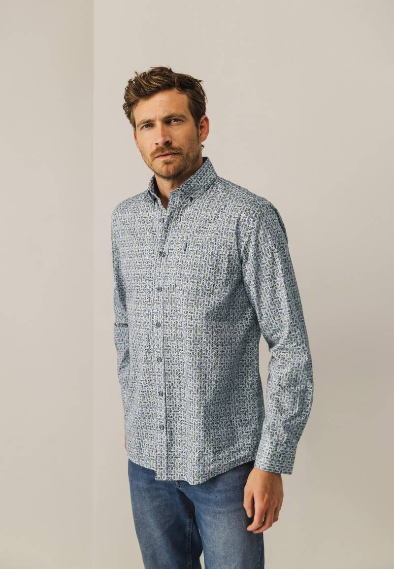 State of Art - Hemd aus Baumwollstretch hellbeige/kobalt - Gr. - 3XL von State of Art