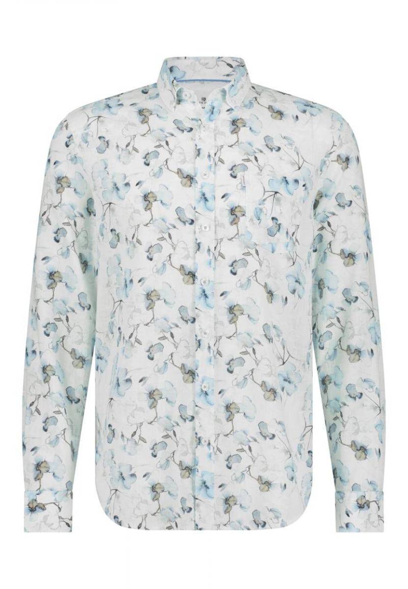 State of Art - Hemd aus Leinenmix mit Print weiß/blau - Gr. - 3XL von State of Art