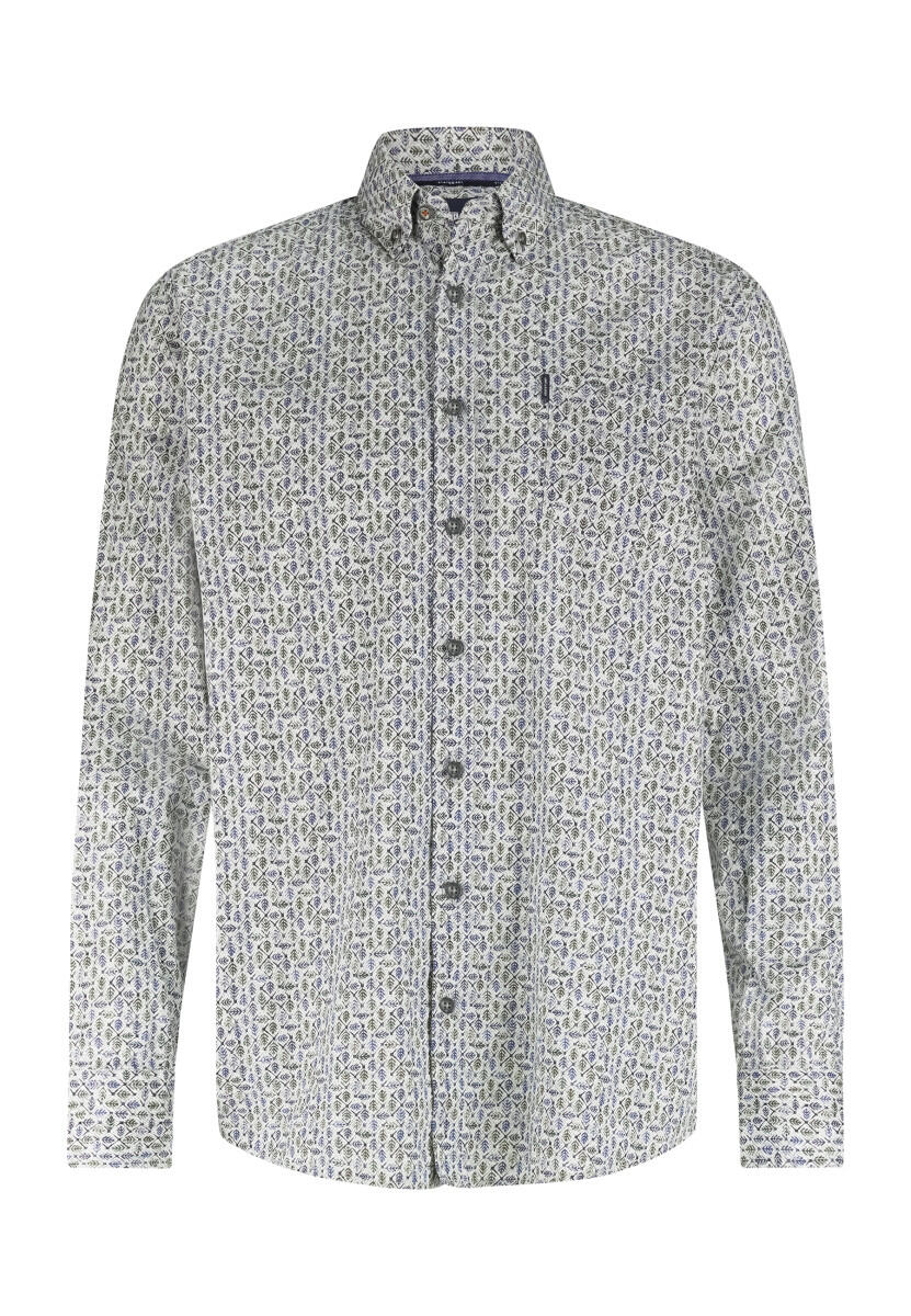 State of Art - Hemd mit Allovermuster blau/grün/weiß - Gr. - S von State of Art