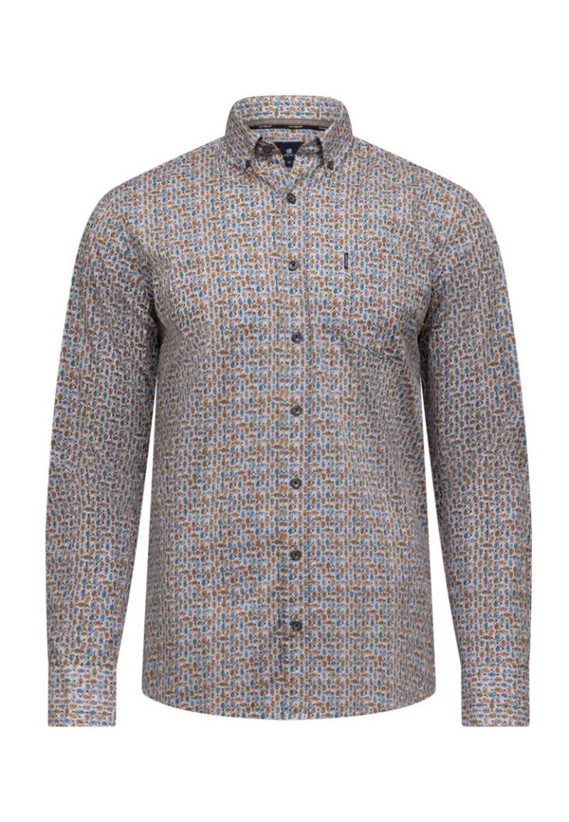 State of Art - Hemd mit Allovermuster blau/weiß/gold - Gr. - 3XL von State of Art