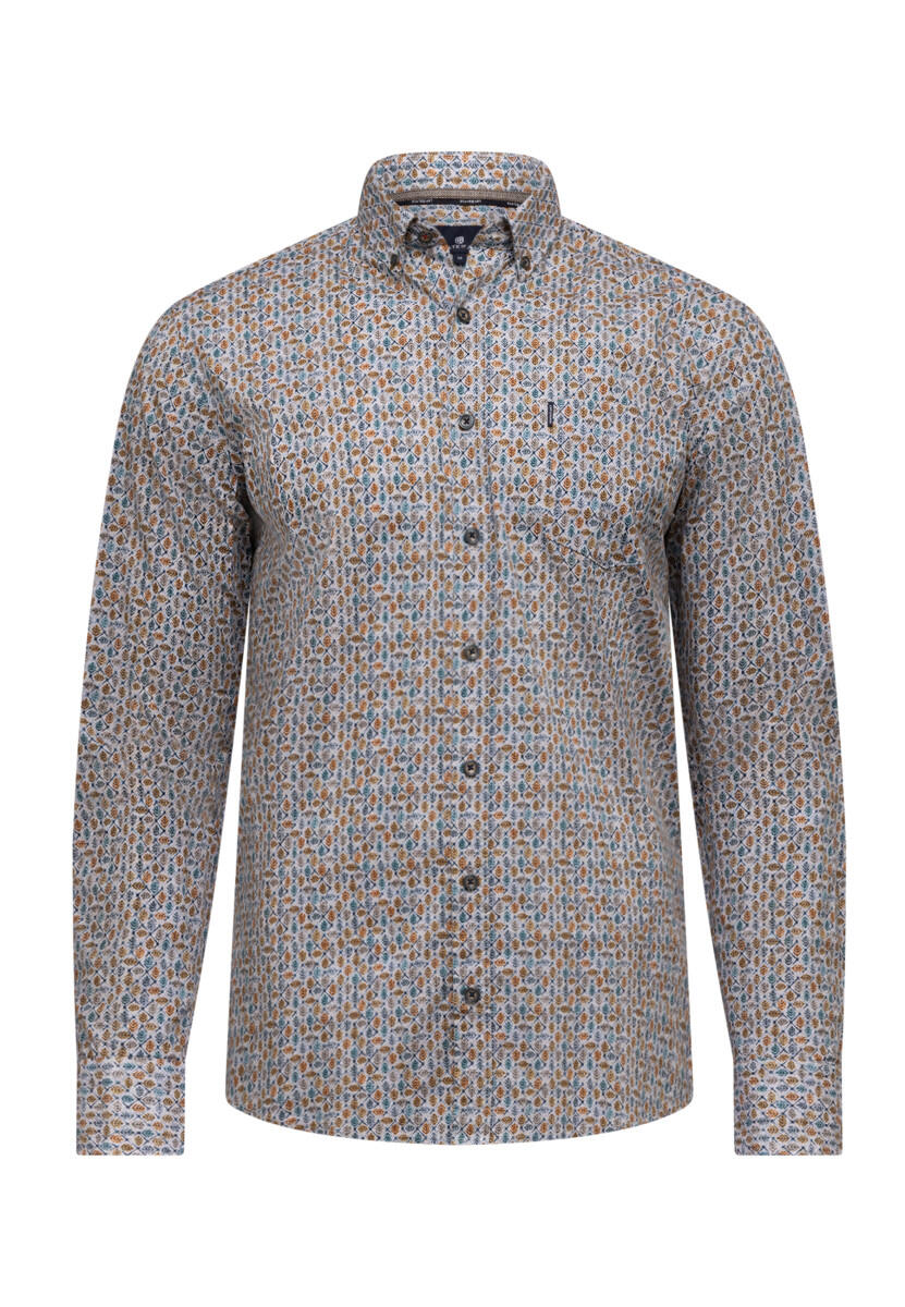 State of Art - Hemd mit Allovermuster blau/weiß/gold - Gr. - XXL von State of Art