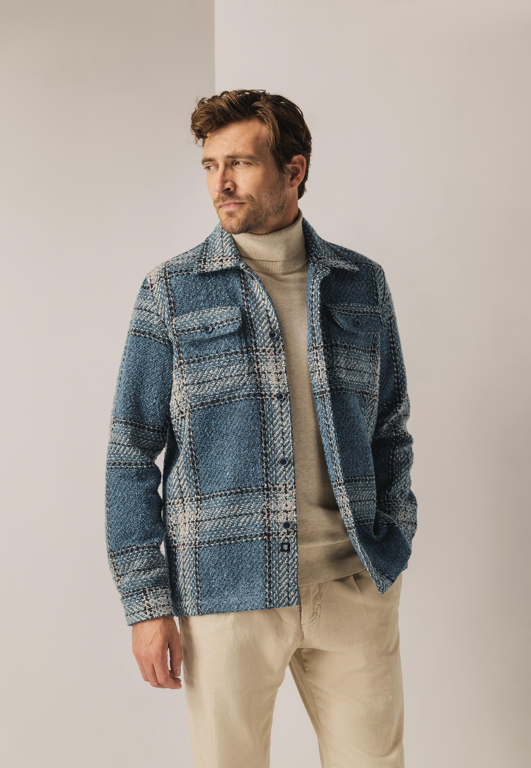 State of Art - Kariertes Overshirt mit Brusttaschen grau-blau/hellbeige - Gr. - XXL von State of Art