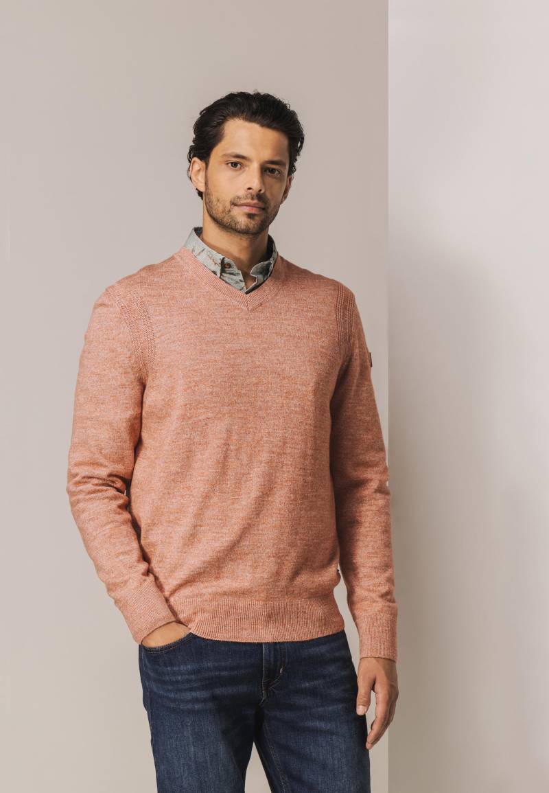 State of Art - Melange-Pullover mit Rippendetails orange/hellgrau - Gr. - L von State of Art