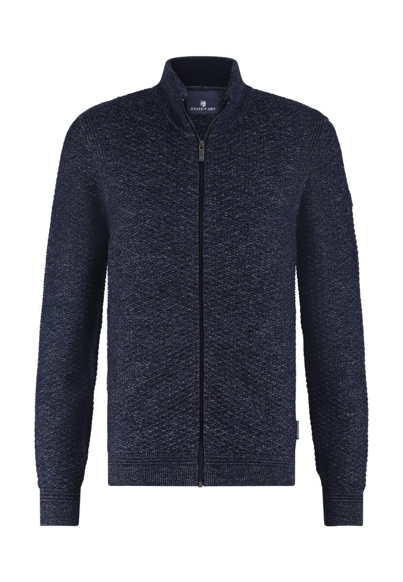 State of Art - Melierte Strickjacke mit Strukturmuster blau - Gr. - L von State of Art