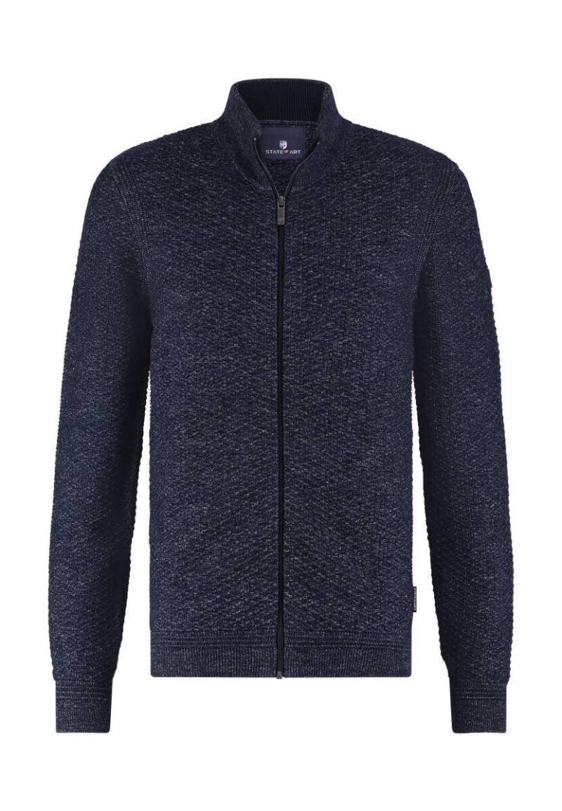 State of Art - Melierte Strickjacke mit Strukturmuster blau - Gr. - S von State of Art