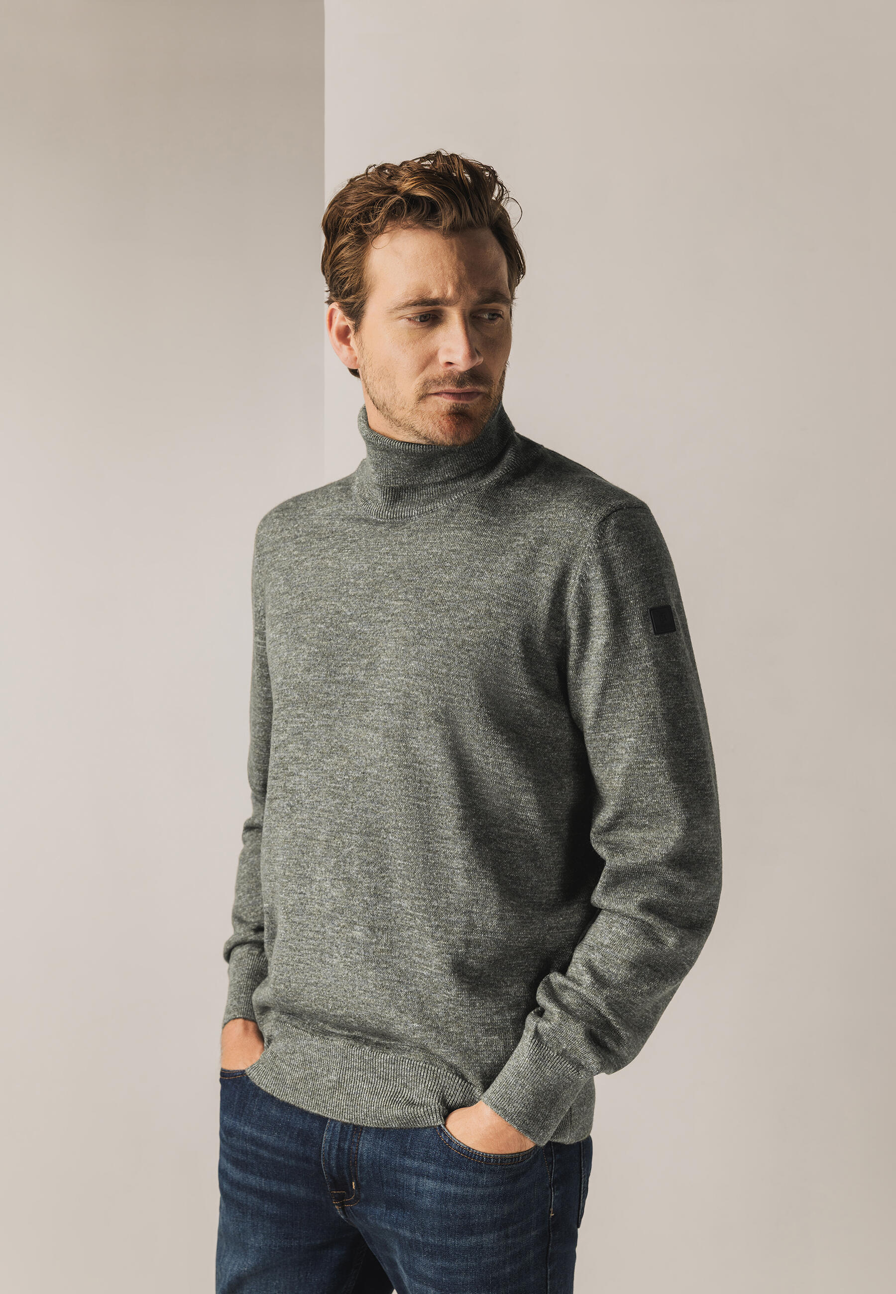 State of Art - Melierter Rollkragenpullover grau-blau/braun - Gr. - XXL von State of Art