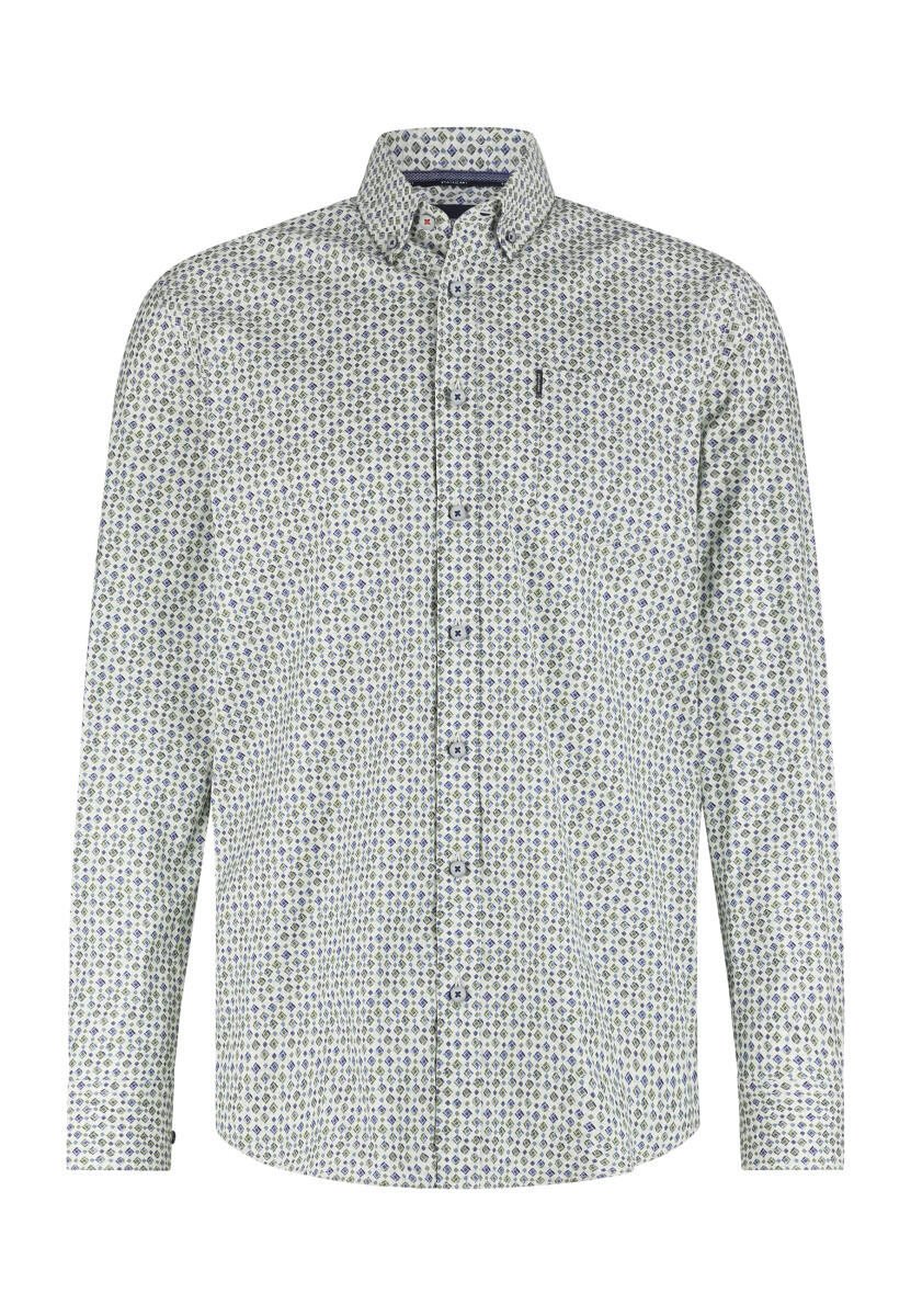 State of Art - Popeline-Hemd mit Allover-Druck blau/grün/weiß - Gr. - S von State of Art