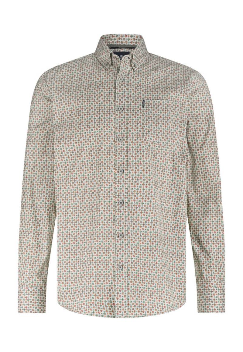 State of Art - Popeline-Hemd mit Allover-Druck grün/weiß/orange - Gr. - S von State of Art