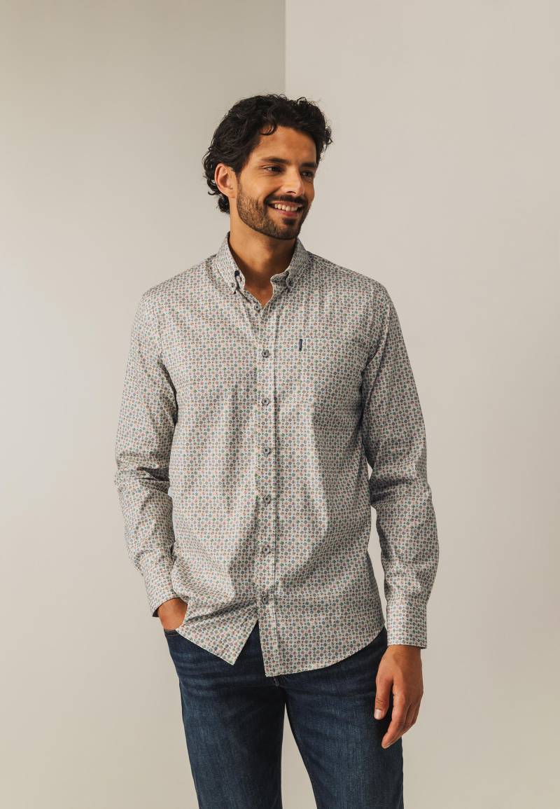 State of Art - Popeline-Hemd mit Allover-Druck hellbeige/blattgr�n - Gr. - M von State of Art