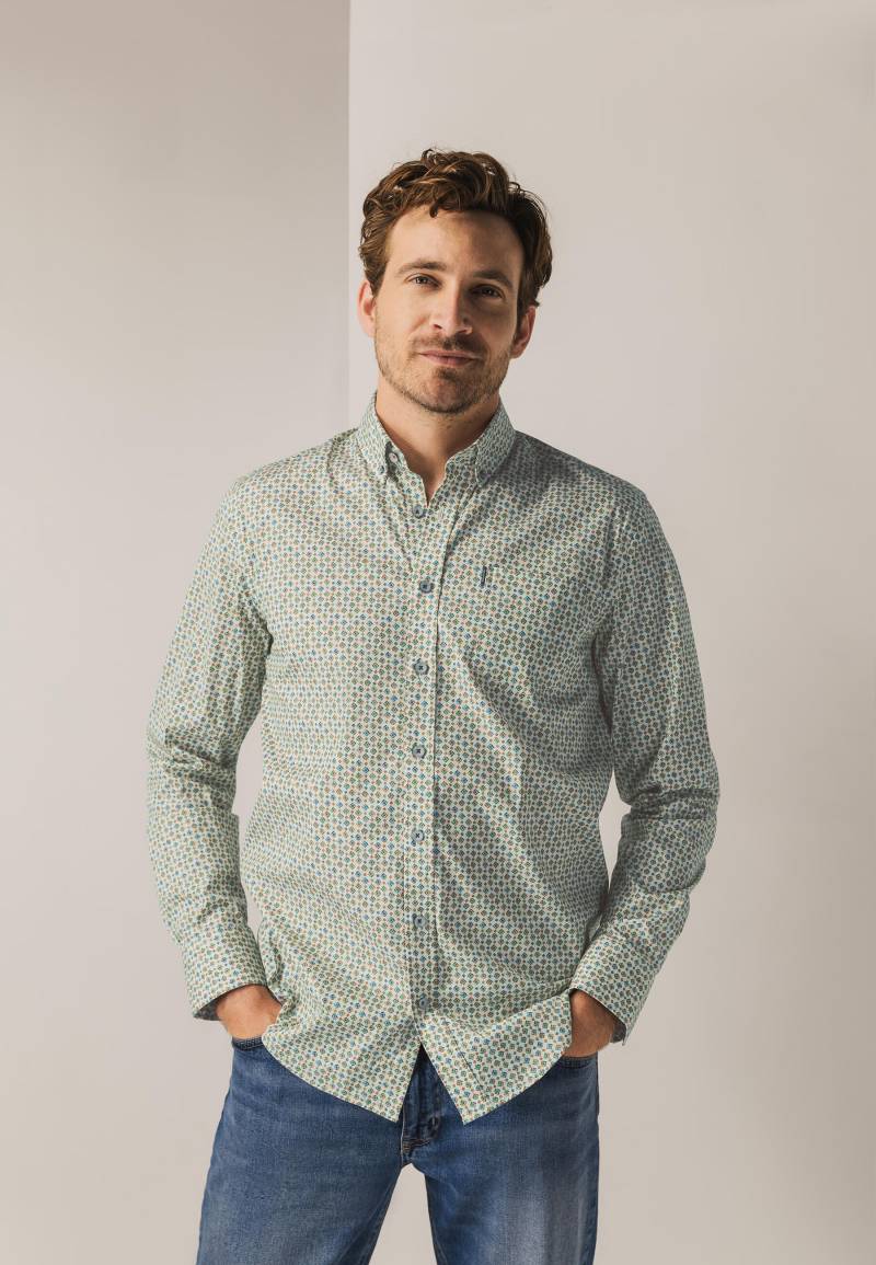 State of Art - Popeline-Hemd mit Allover-Druck hellbeige/kamel - Gr. - XL von State of Art