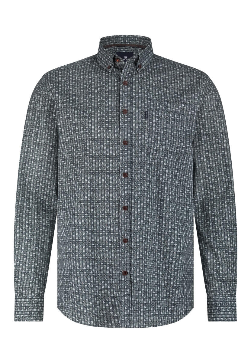 State of Art - Popeline-Hemd mit geometrischem Druck blau - Gr. - M von State of Art