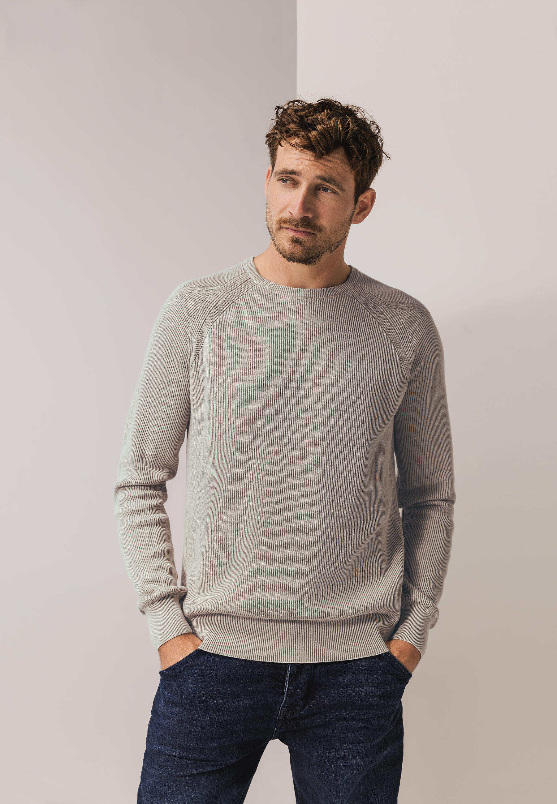 State of Art - Pullover aus Bio-Baumwolle hellbeige/sepia - Gr. - 3XL von State of Art