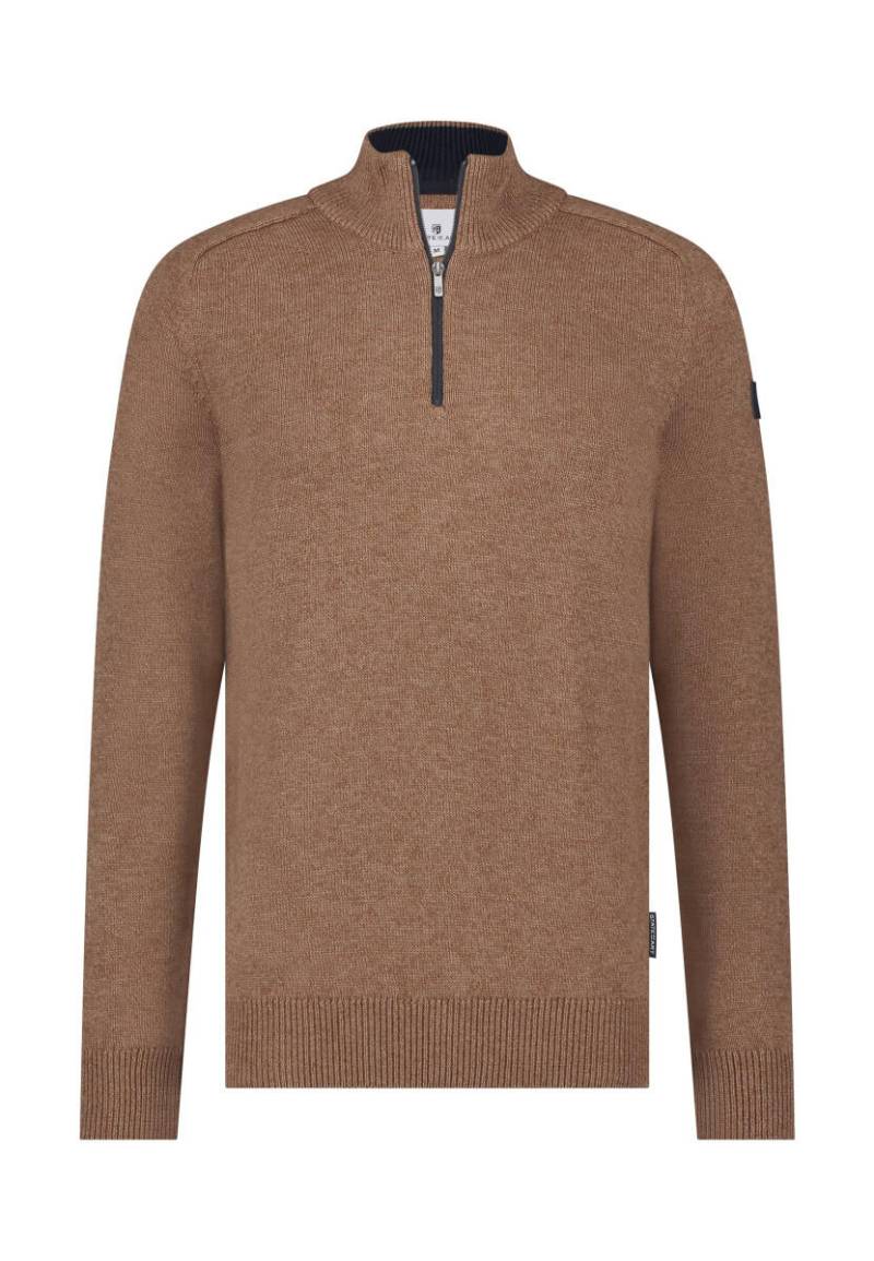 State of Art - Pullover mit Reißverschluss am Hals braun - Gr. - 3XL von State of Art