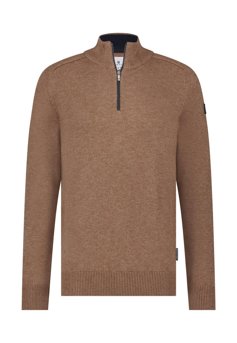 State of Art - Pullover mit Reißverschluss am Hals braun - Gr. - M von State of Art