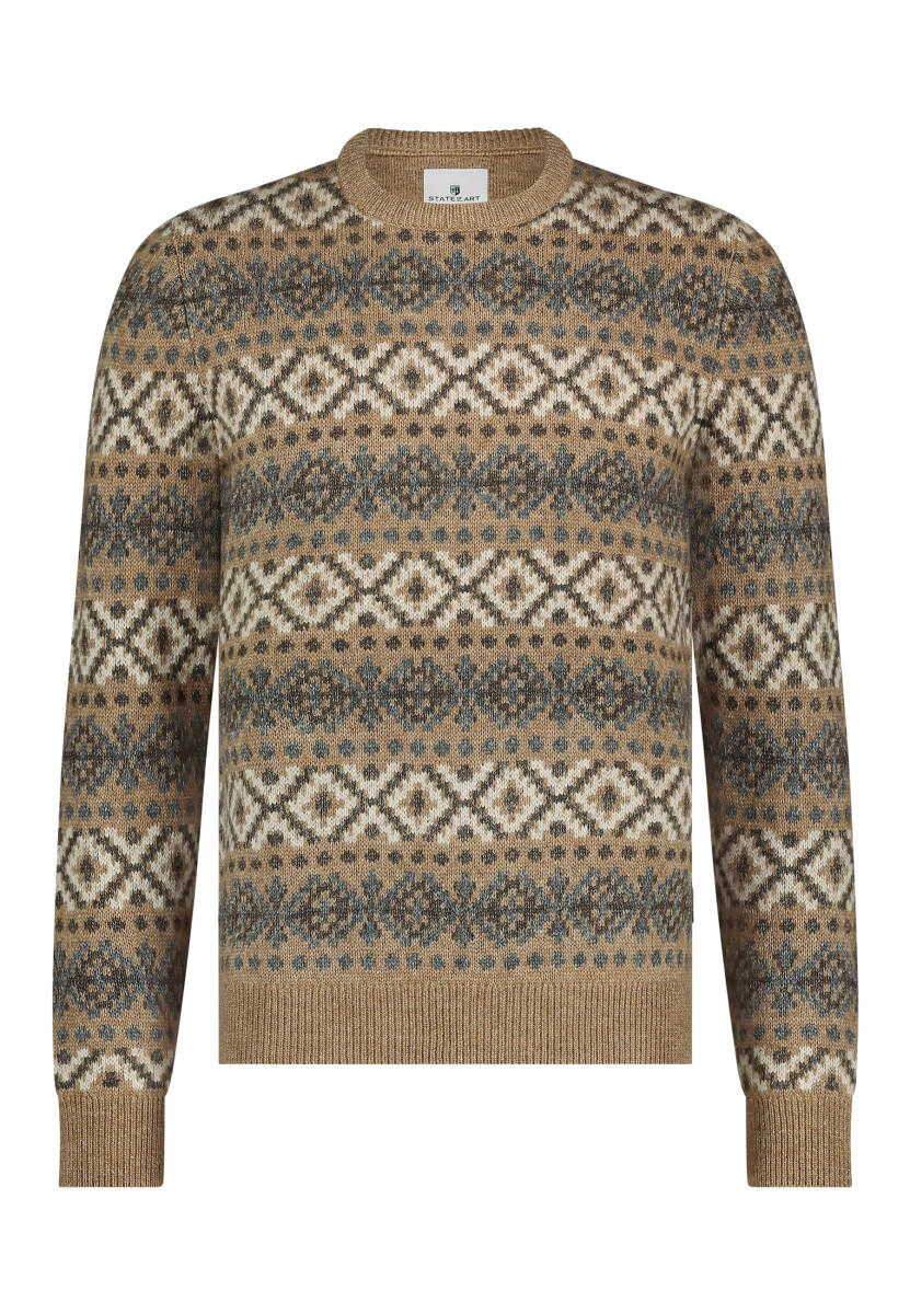 State of Art - Pullover mit Rundhalsausschnitt beige/braun - Gr. - XL von State of Art