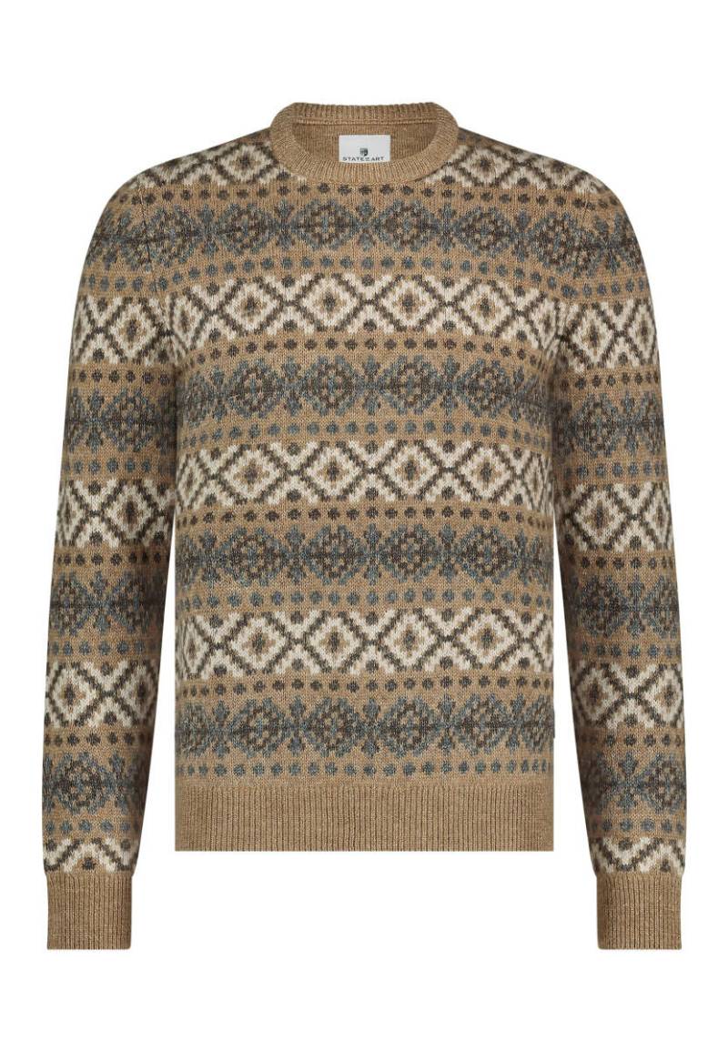 State of Art - Pullover mit Rundhalsausschnitt beige/braun - Gr. - XL von State of Art
