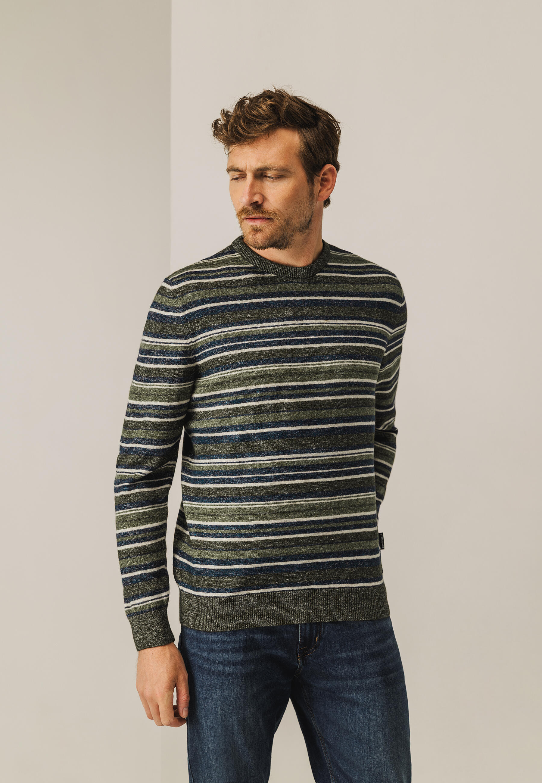 State of Art - Pullover mit Streifenmuster moosgr�n/olivgr�n - Gr. - L von State of Art