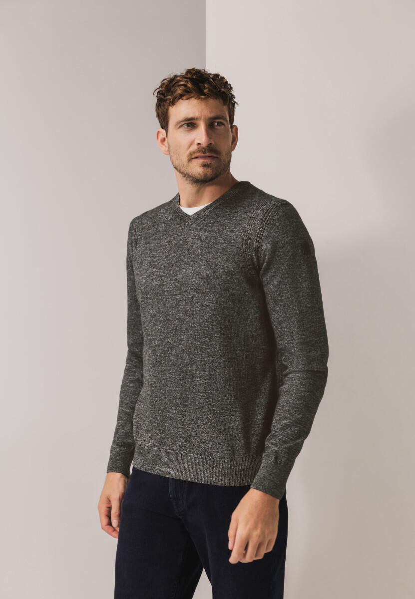 State of Art - Pullover mit V-Ausschnitt grau - Gr. - S von State of Art