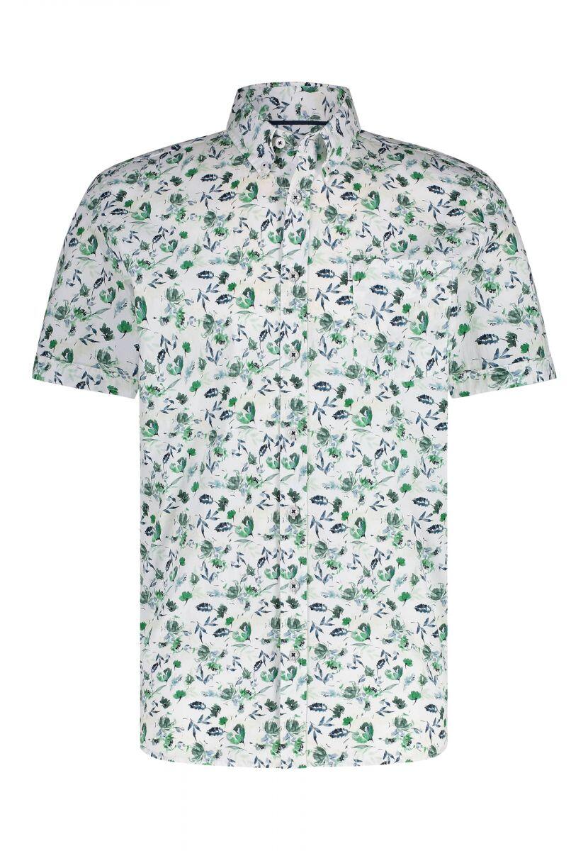 State of Art - Regular Fit: Kurzarmhemd weiß/grün - Gr. - S von State of Art