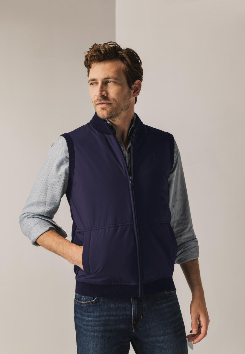 State of Art - Schlichte Strickweste blau - Gr. - 3XL von State of Art