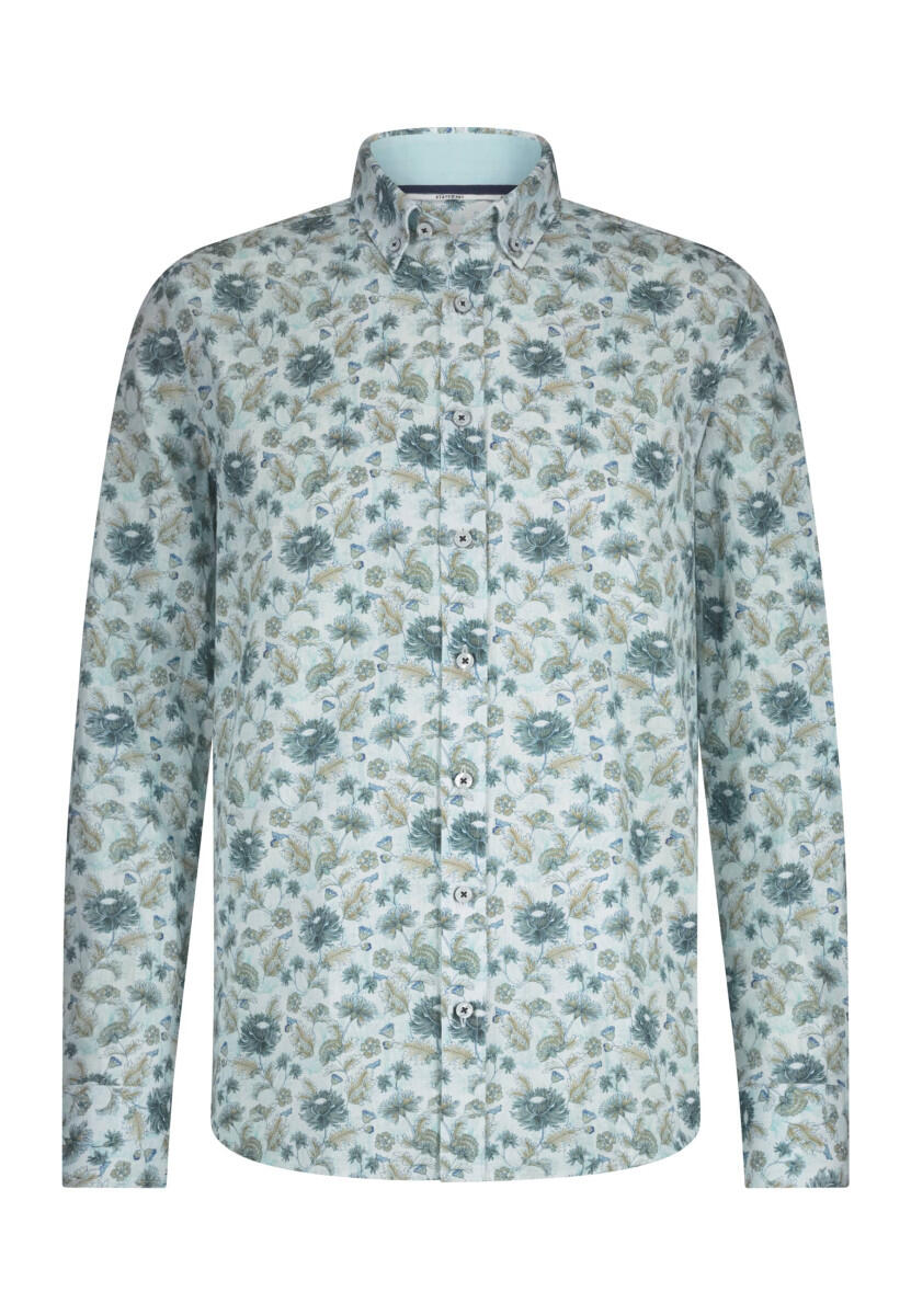 State of Art - Strukturiertes Hemd aus Bio-Baumwolle blau/grün/weiß - Gr. - M von State of Art