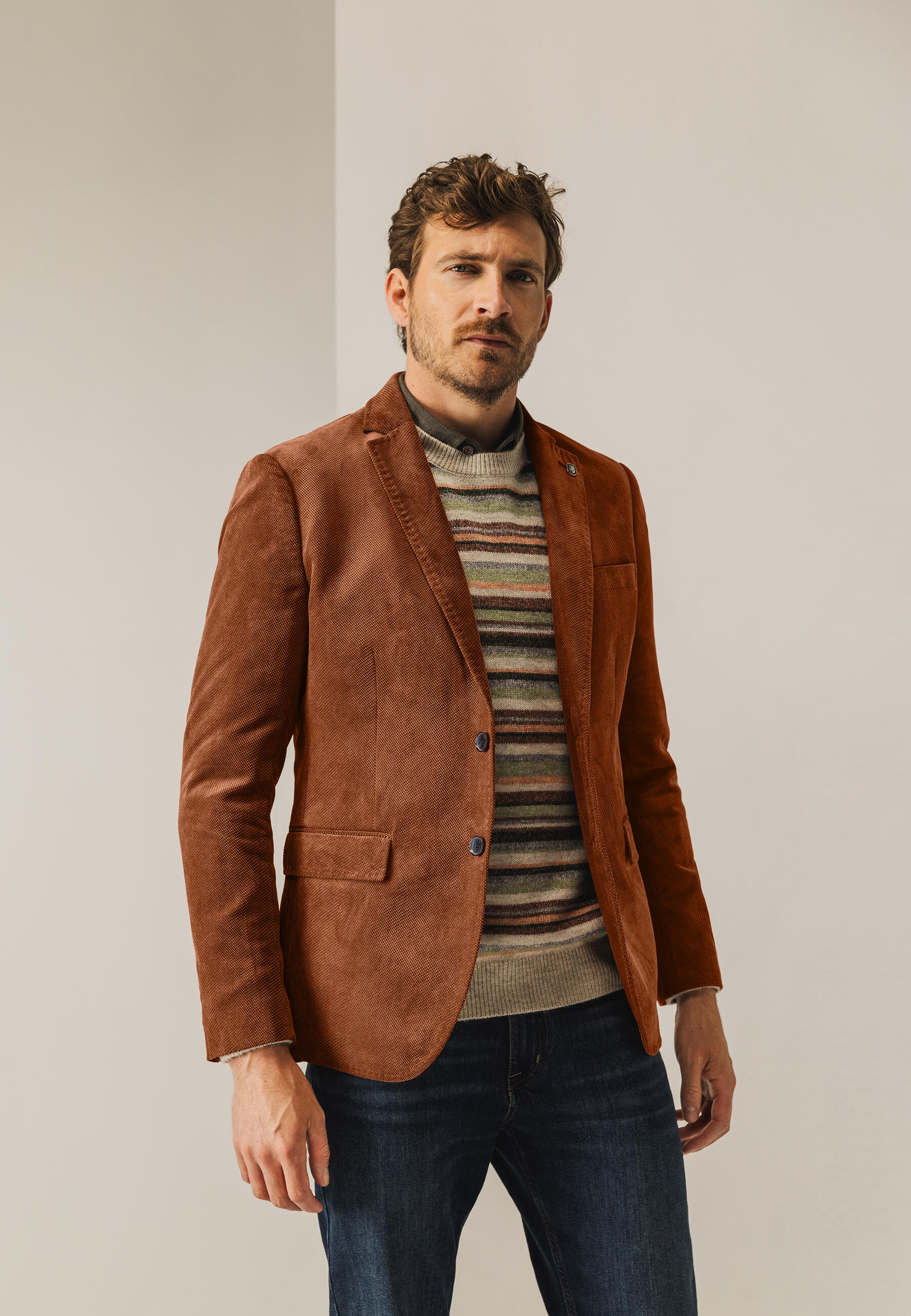 State of Art - Vollst�ndig gef�tterter Babycord-Blazer kamel uni - Gr. - XXL von State of Art