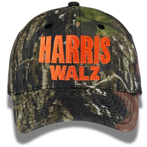Mossy Oak Harris Walz 2024 Camouflage-Hut, mittelprofil, strukturiert, strapazierfähiges 60/40 Baumwoll-Polyester-Mischgewebe, verstellbarer Klettverschluss, auffällige orangefarbene Stickerei, Farbe Mossy Oak Harris Walz 2024 Camouflage-Hut, mittelprofil, strukturiert, strapazierfähiges 60/40 Baumwoll-Polyester-Mischgewebe, verstellbarer Klettverschluss, auffällige orangefarbene Stickerei, Farbe von State & Water