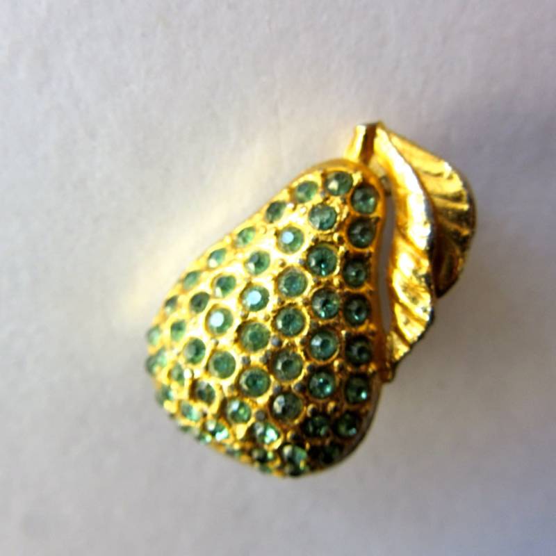 Birne Strass Brosche - Grün Pin Obst Schmuck Vintage Anstecknadel von StateAndMainVintage