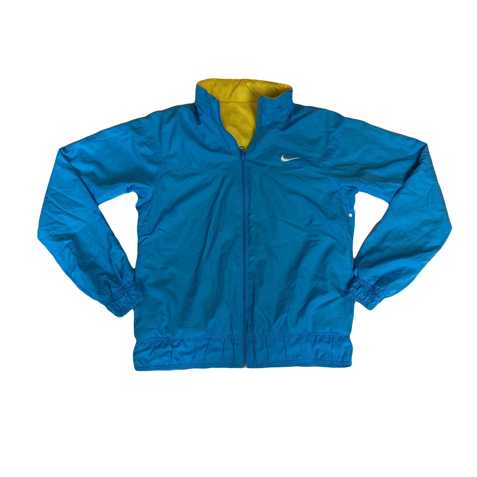 Nike Retro Blau Gelb Wende Shell Jacke Trainingsanzug Top Größe S von StateSideVintageUK