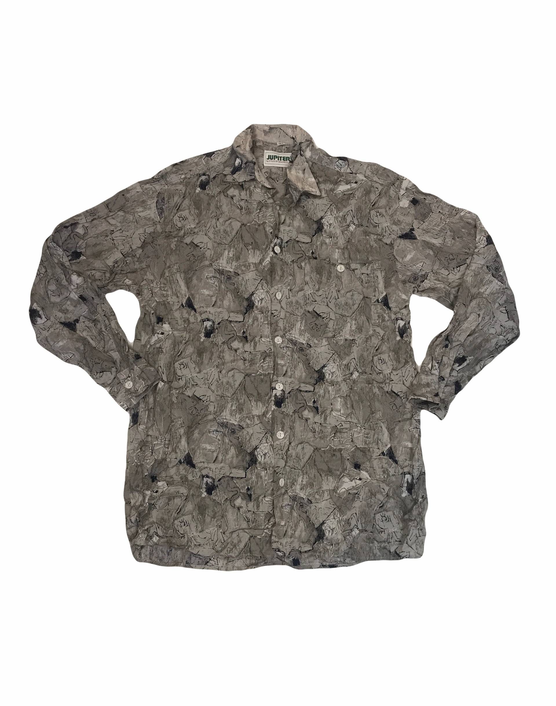 Vintage 90Er Jahre Beige Grunge Pastelgrau Abstraktes Muster Langarmshirt Oversized Medium von StateSideVintageUK