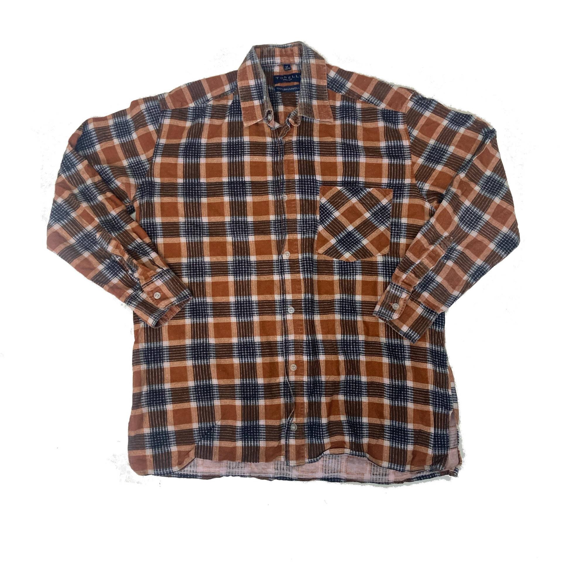 Vintage 90Er Jahre Braun Grau Kariertes Flanellhemd Von Torelli von StateSideVintageUK
