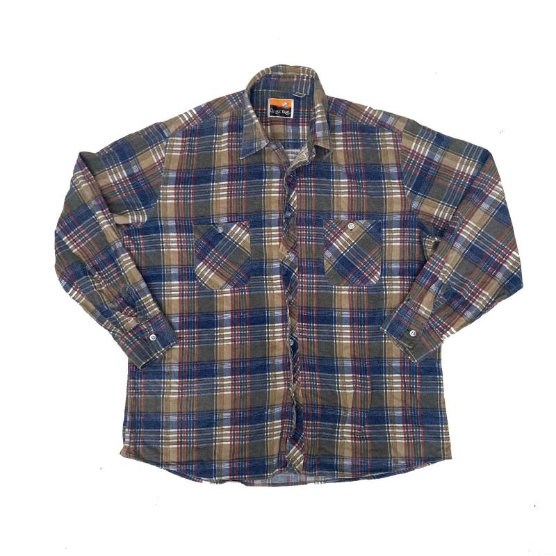 Vintage 90Er Jahre Dunkelbraun Rotes Grobstrick Hemd Aus Aufgerauhter Baumwolle in Größe L Von Ozarktrail von StateSideVintageUK