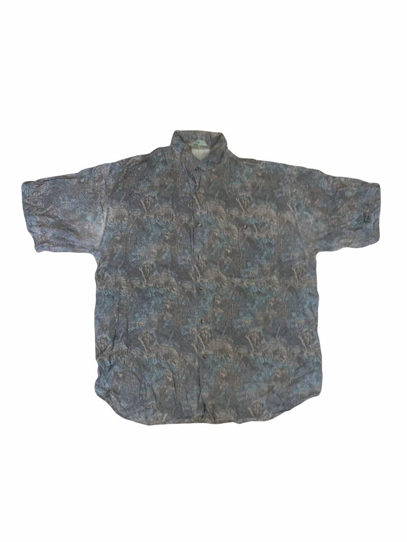 Vintage 90Er Jahre Grau Abstraktes Comic Muster Pastell Kurzarm T-Shirt Größe L von StateSideVintageUK