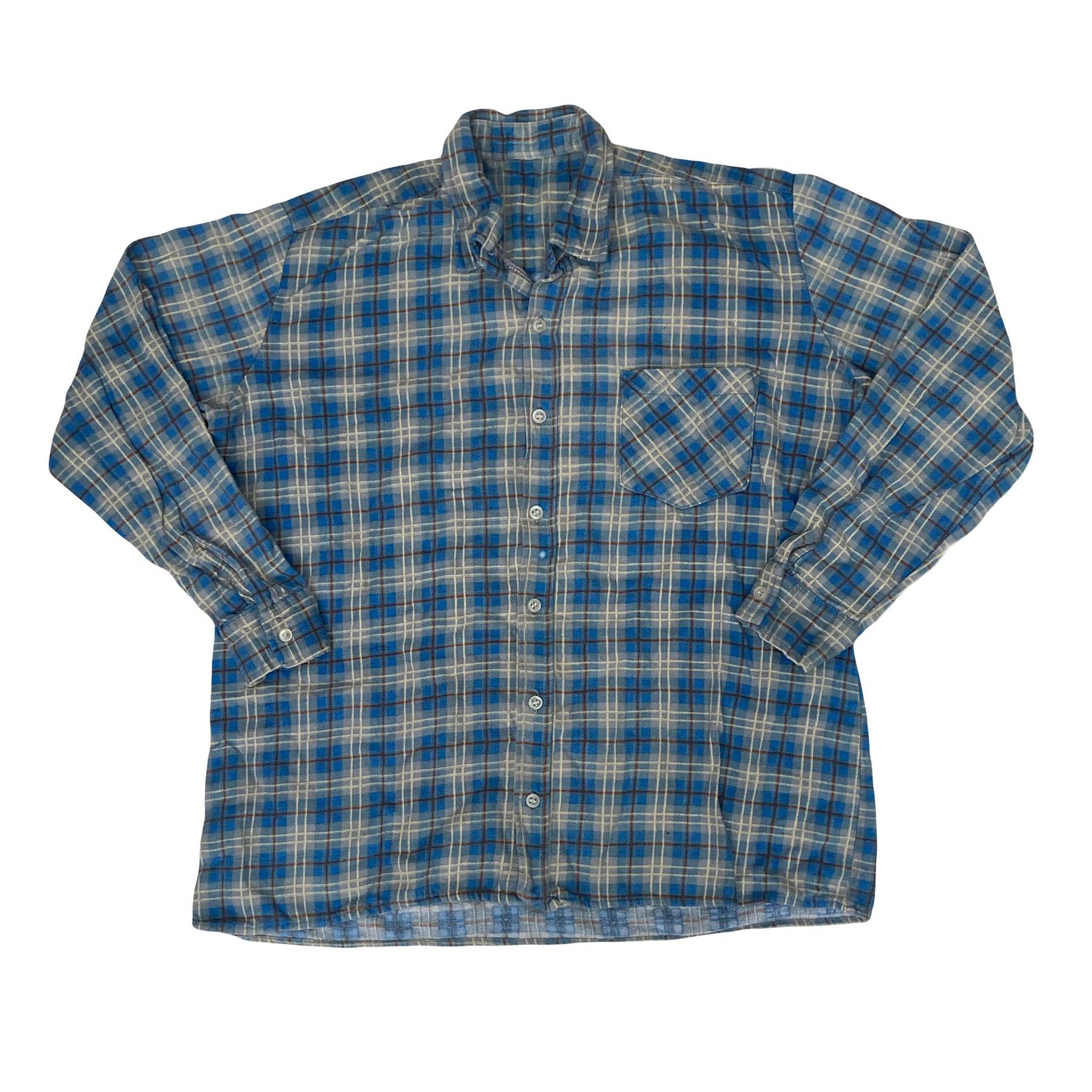 Vintage 90Er Jahre Grau Blaues Baumwolle Karohemd von StateSideVintageUK