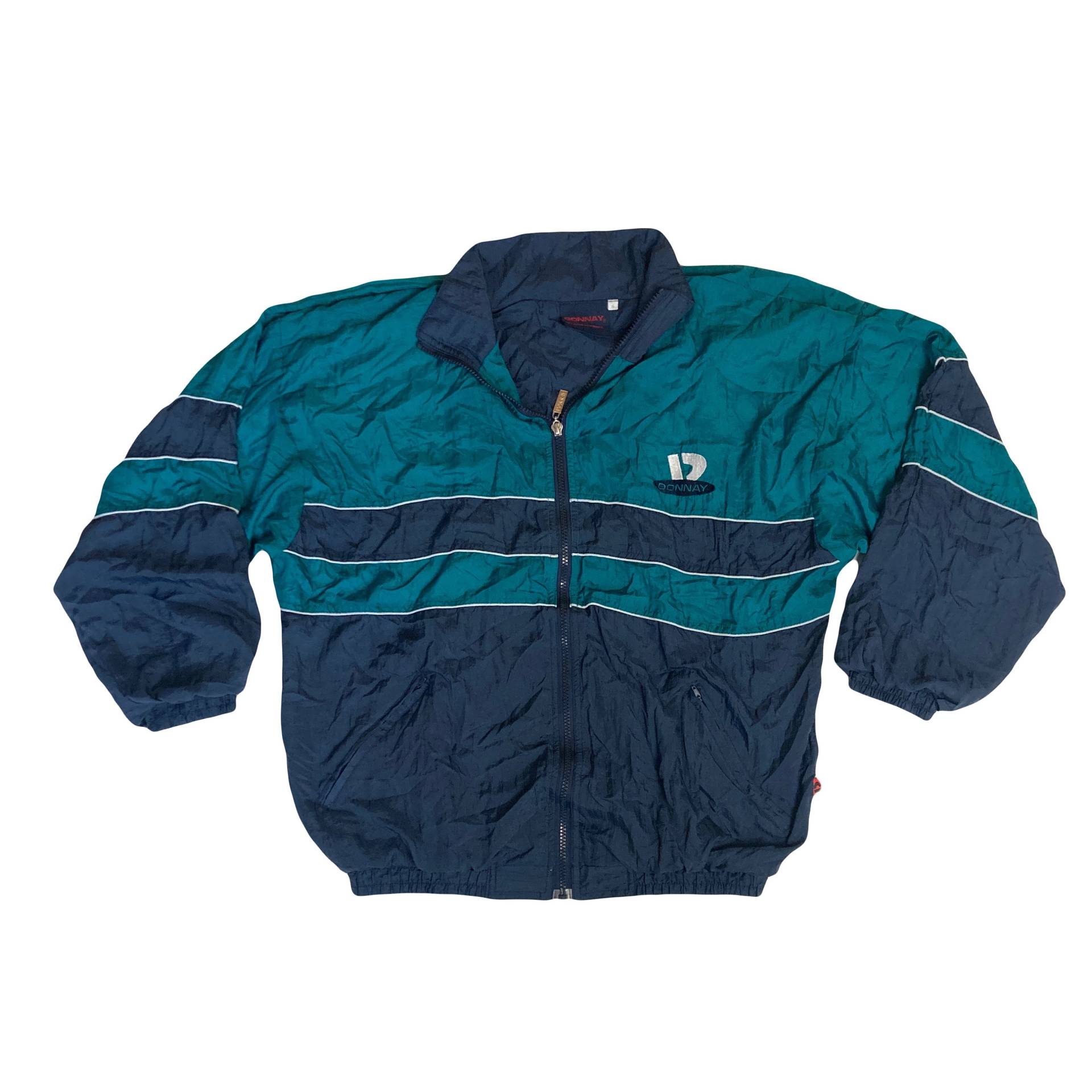 Vintage 90Er Jahre Grün Graue Old School B-Boy Donnay Retro Shell Trainingsjacke Größe Small von StateSideVintageUK