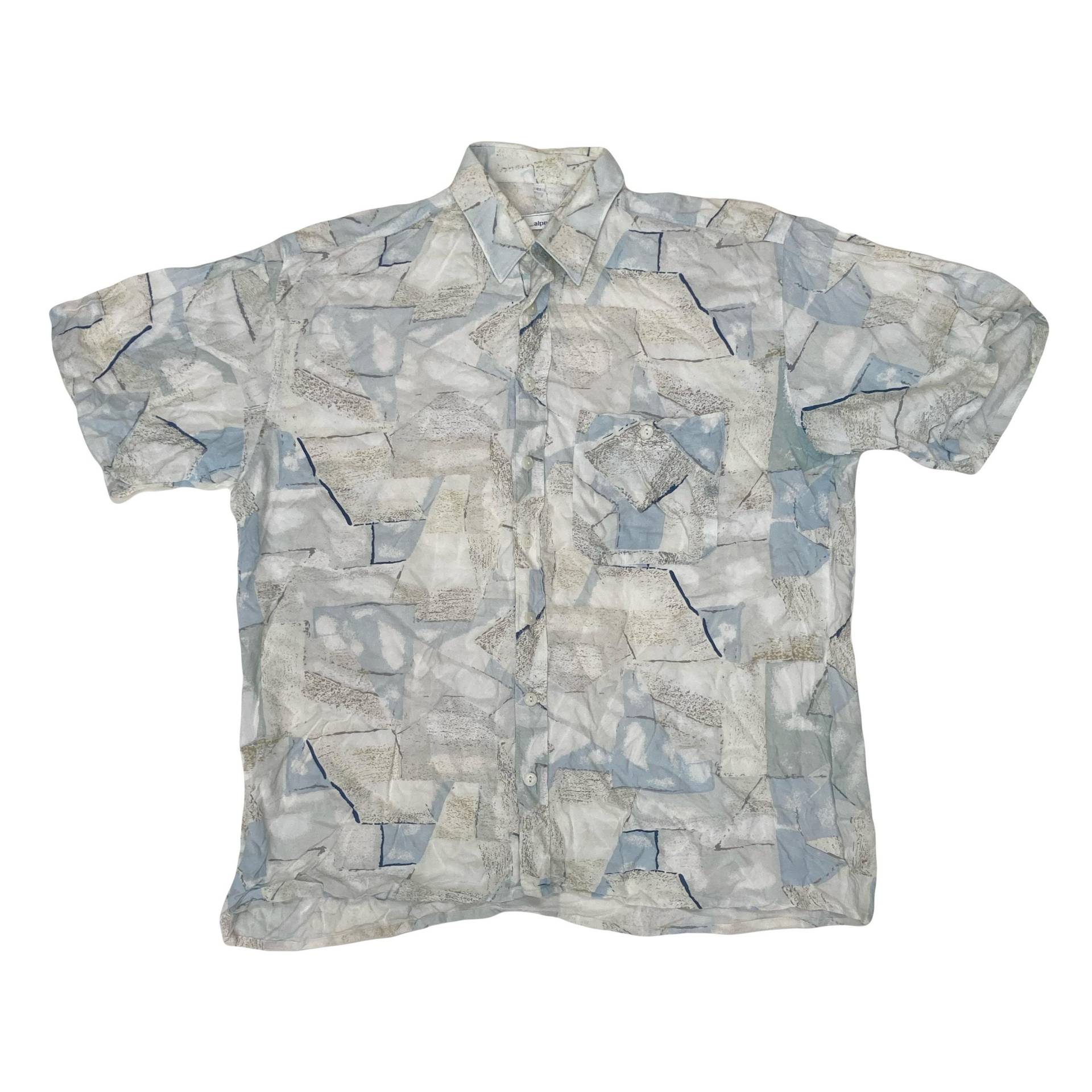 Vintage 90Er Jahre Pastell Print Shirt in Weiß Blau Größe Xl von StateSideVintageUK