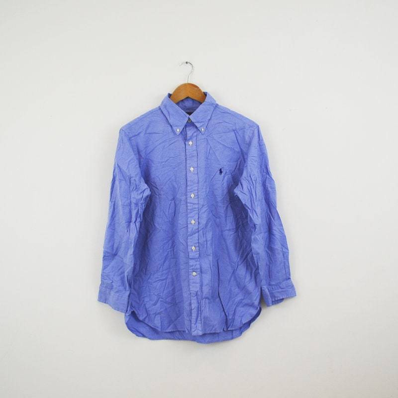 Vintage 90Er Jahre Tommy Hilfiger Blau Baumwoll-Shirt von StateSideVintageUK