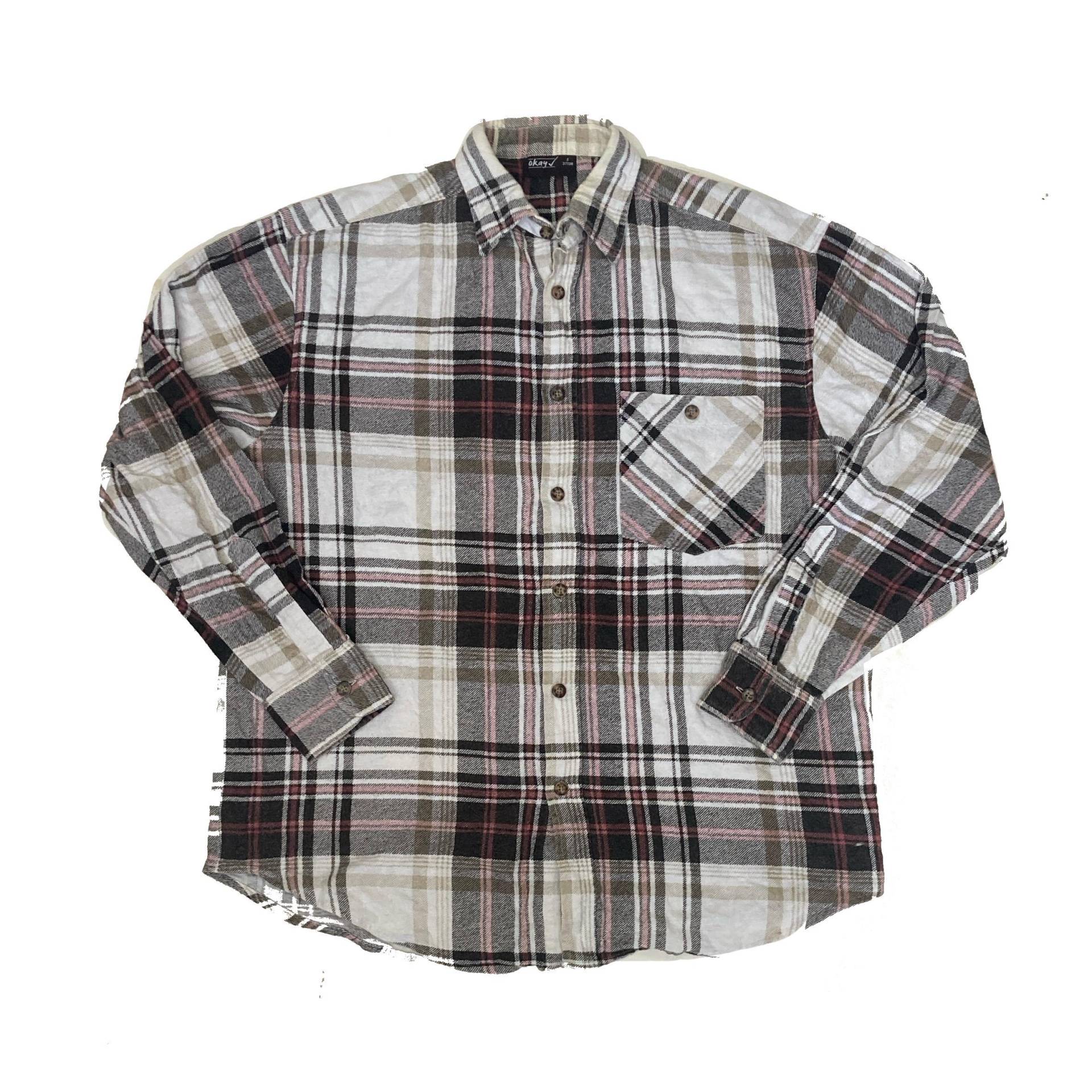 Vintage 90Er Jahre Weiß Braunes Baumwoll Flanell Karo Hemd Größe Small Von Okay von StateSideVintageUK