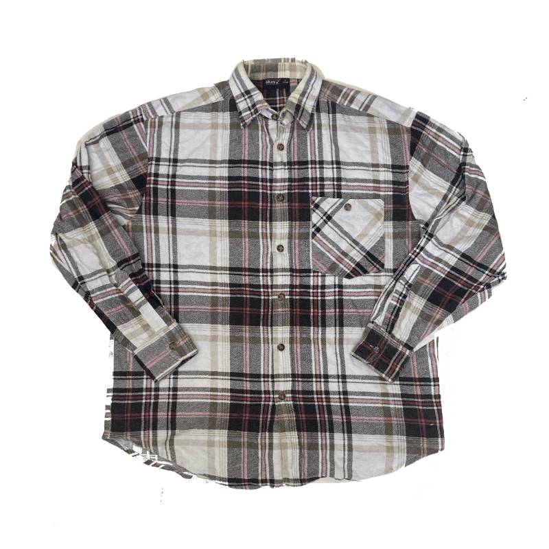 Vintage 90Er Jahre Weiß Braunes Baumwoll Flanell Karo Hemd Größe Small Von Okay von StateSideVintageUK