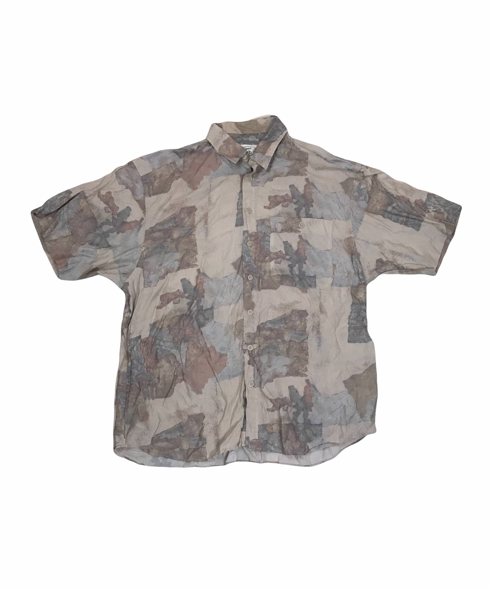 Vintage 90Er Kaffee Beige Pastell Print Abstraktes Muster Kurzarm Shirt Größe Xl von StateSideVintageUK