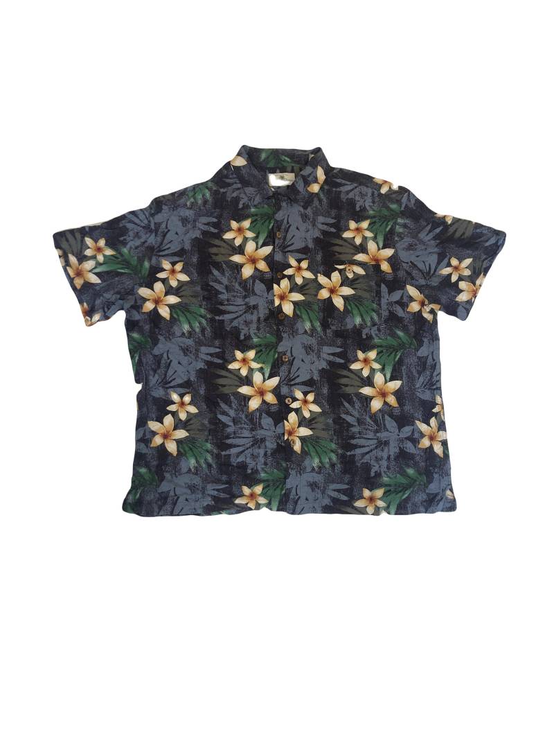 Vintage 90S Charcoal Hibiscus Floral Rayon Hawaiihemd Oversized Xl Von Island Shares von StateSideVintageUK