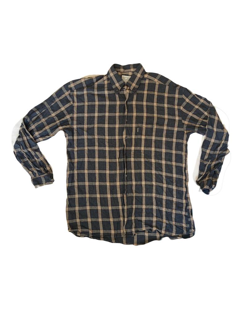 Vintage 90S Schweres Grau Beige Braun Kariertes Karohemd Size Medium Von Love Casuals von StateSideVintageUK